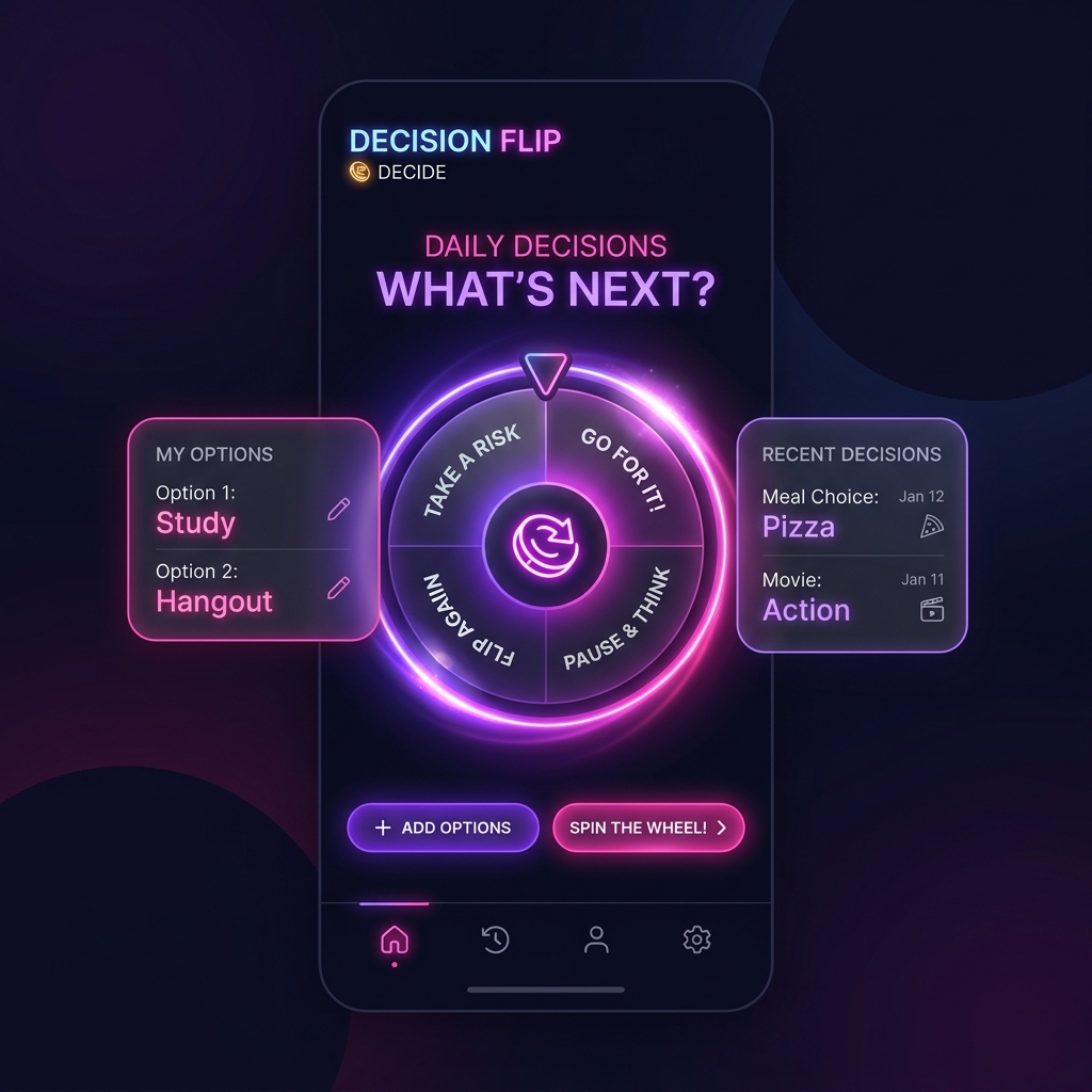 Decision Flip App UI Mockup